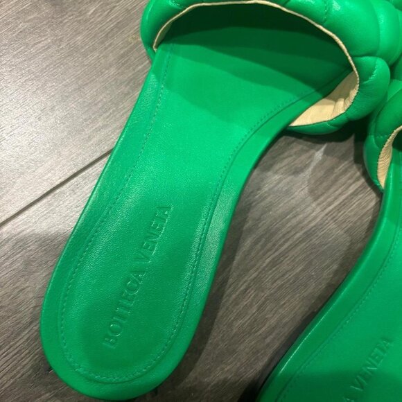 Bottega Veneta Padded Flat Sandal Green Quilted Leather - size 39.5 - Picture 2 of 3